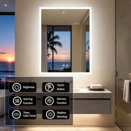 LUVODI Bathroom LED Mirror Backlit: Rectangular Vanity Mirror 28x36 inches - Image 2