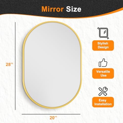 Delma 28x20 Gold Oval Bathroom Mirror - Image 4