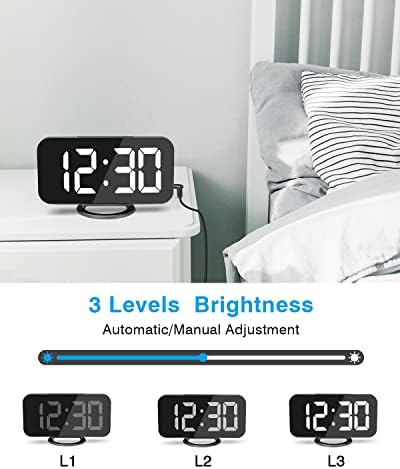 Digital Alarm Clocks, with 2 USB Charging Ports, Snooze Mode, Auto Adjust - Image 4