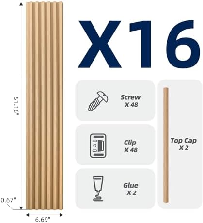 Art3dwallpanels Wood Slat Wall Paneling 51"×6.7", 16 Pack - Image 4