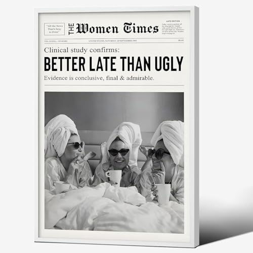 Vintage Black And White Newspaper Wall Art 20x30in White Framed Trendy Better by Unknown