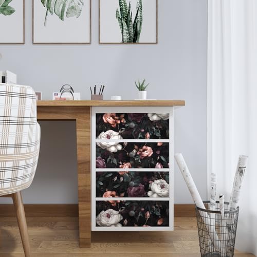 Laatse Gothic Dark Purple Rose Floral Wallpaper Peel and Stick 17.5"x118" - Image 4