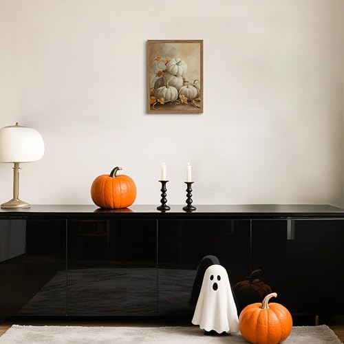 Framed Vintage Halloween Pumpkin Wall Art, Spooky Pumpkin Still Life Canvas - Image 7
