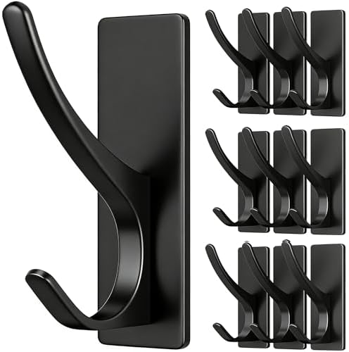 pickpiff 10 Pack Matt Black Self-Adhesive Hook, 13LB Hanger by pickpiff