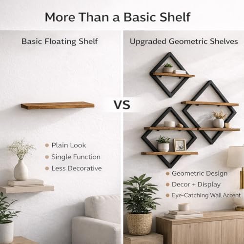 Floating Shelves Shelves on Wall Set of 3, 2-Tier Hanging Wall Mounted Shelves - Image 3