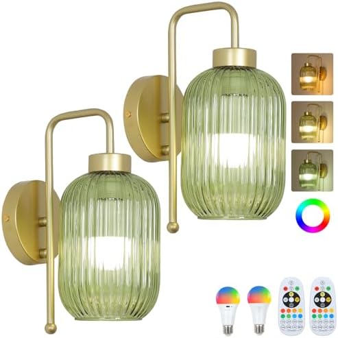 Gold Wireless Sconces Set of 2 by LAMSU