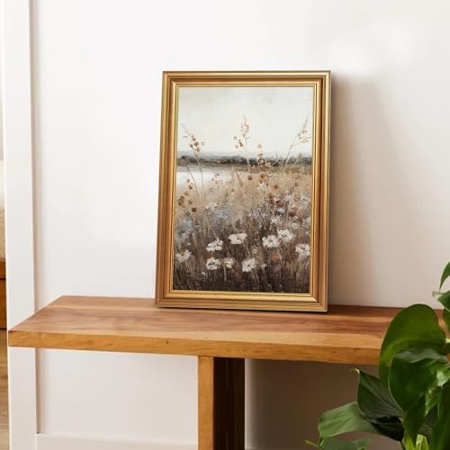 EJPFOGV Vintage Wildflower Meadow Landscape Framed Canvas Wall Art 12x16 in - Image 4