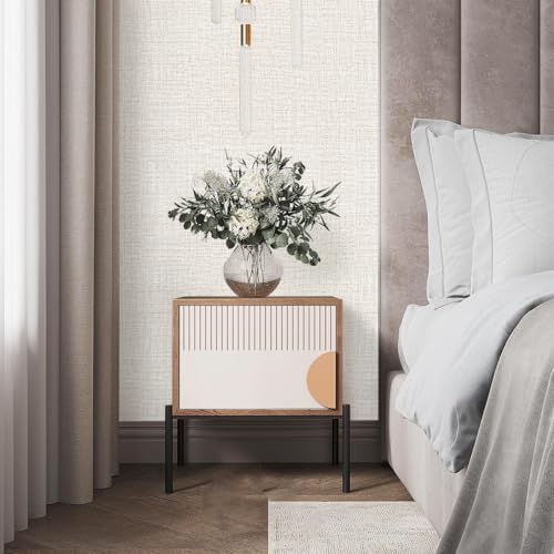 Beige Wallpaper Grasscloth Peel and Stick Wallpaper 17.7in x 197in - Image 3