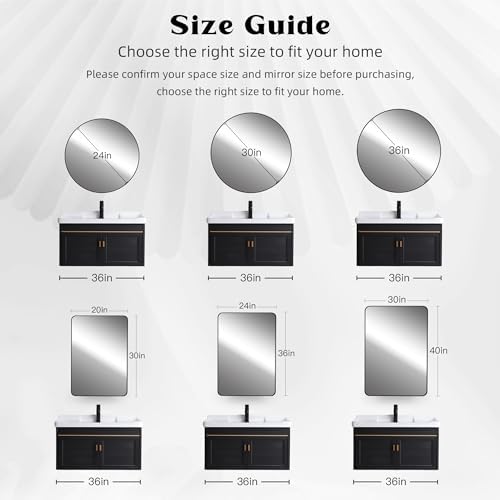 CULER Round Gold Bathroom 24 Inch Mirror, Circle Wall Modern Mirror - Image 6