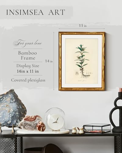 InSimSea Gold Bamboo Framed Wall Art, Vintage Kitchen Herbs Prints - Image 3