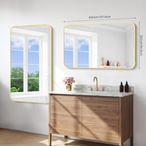 BONEWEI Gold Bathroom Mirror, 24x40 inch Wall Mirror - Image 7