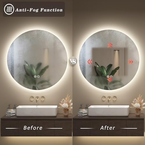 SMIROR 24 inch Round Led Backlit Lighted Bathroom Mirror - Image 5
