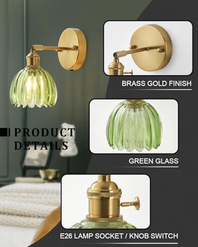 Plug in and Hardwired Wall Sconces, Luxury Vintage Tulip Crystal Glass Shade - Image 3