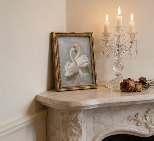 Vintage Gold Framed Swan Canvas Wall Art Country Farmhouse Retro Romantic - Image 5