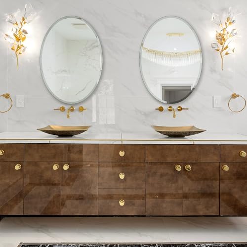 Bathroom Mirror for Over Sink 24" x 36" Oval Frameless Wall Mirror - Image 6