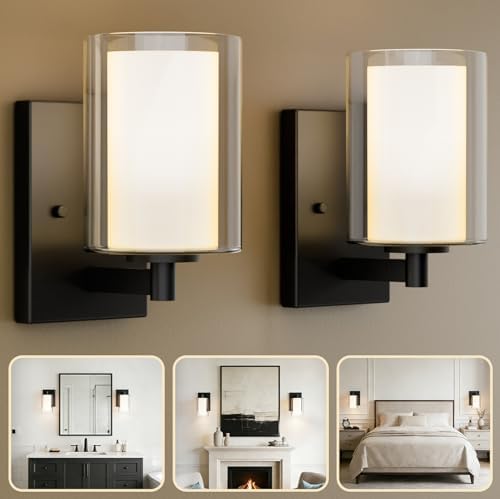 Kalium Wall Sconces Set of Two, Modern Matte Black Vanity Wall Lights by Kalium