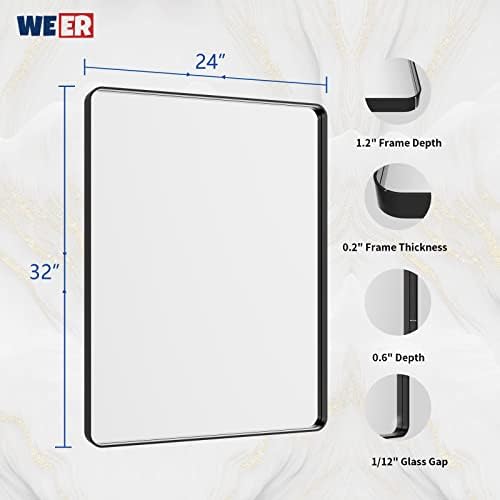 WEER Black Bathroom Vanity Mirror 24X32 Inch - Image 6