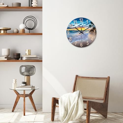 Blue Ocean Wall Clock Battery Operated 14 Inch - Image 2