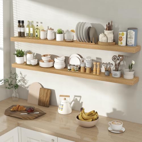 Acovy 55 Inch Floating Shelves for Wall 2 Pack, Wall Mounted Floating Shelf - Image 2