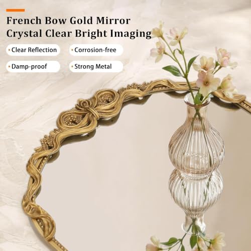 Besdomus Large Vintage Gold Mirror: 24"x36" French Baroque Arch Bow Mirrors - Image 5