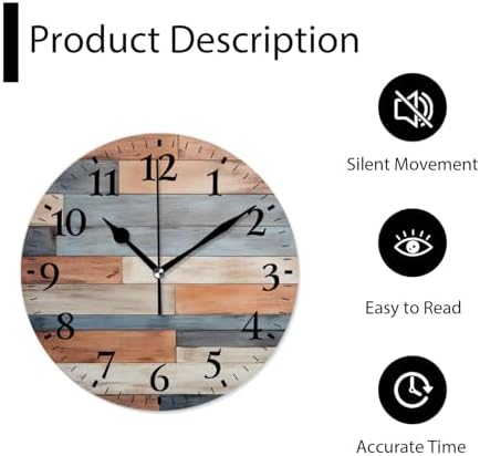 Round Analog Wall Clocks Non-Ticking Silent Clock Battery Operated Clcoks - Image 6