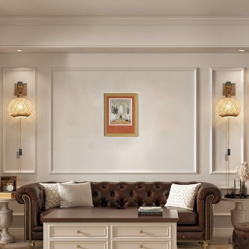 Woven Rattan Plug in Wall Sconce, 15 RGB Dimmable Boho Light - Image 6
