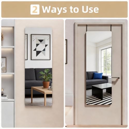 47" x 16" Full Length Body Mirror Wall Mounted, Over The Door Hanging Mirror - Image 2