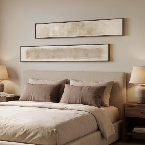 Framed Neutral Beige Abstract Vertical Wall Art Set - Image 5