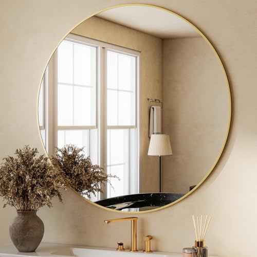 HARRITPURE 48 Inch Round Mirror Gold Circle Bathroom Mirror - Image 2