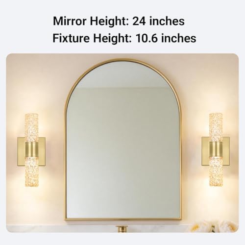 2 Pack Gold LED Wall Sconces, 10W 3000K Warm White Hardwired Wall Mounted Light - Image 3