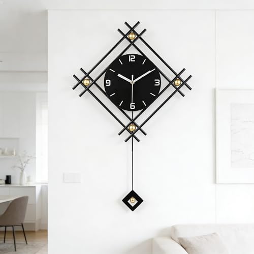 SIN&MI Modern Wall Clock with Stylish Pendulum, Minimalist Metal Wall Decor by SINMI