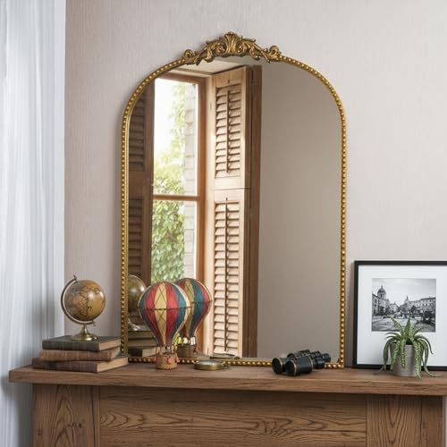 ZIYOO Vintage Baroque Arched Wall Mirror 36"x24" - Image 4