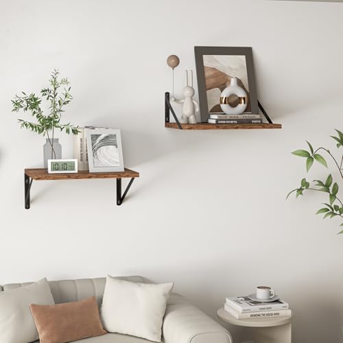 Heimlove 28W x 12D Deep Floating Shelves Set of 2 Rustic Brown - Image 7
