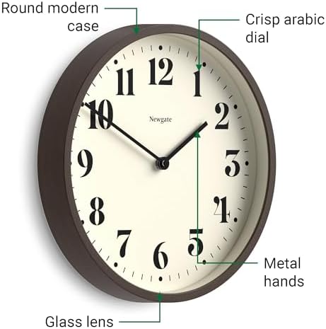 NEWGATE® Number Four Theatre wall Clock | Modern Round Clock | 12" | Faux Dark - Image 5