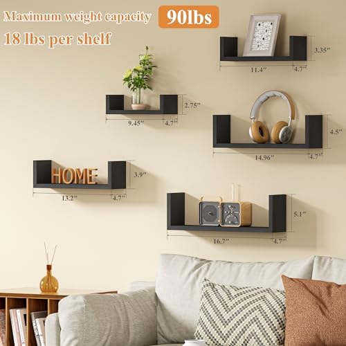 SRIWATANA Black Floating Shelves - Image 6