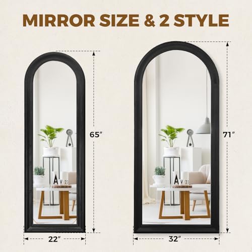 71x32 Arched Full Length Mirror, Solid Wood 3 Layer Frame - Image 2