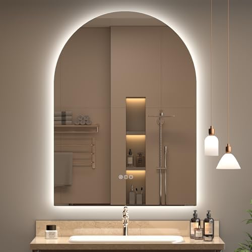 26x36 Inch Backlit Arched LED Bathroom Mirror by CHARMOR