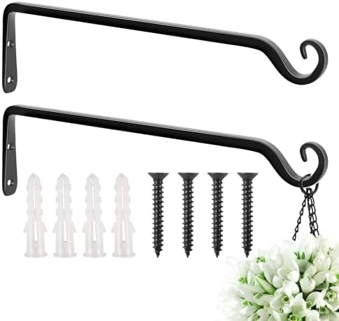 FEED GARDEN 15 Inch 2 Pack Hand-Forged Hanging Plant Bracket Heavy Duty Metal by FEEDGARDEN
