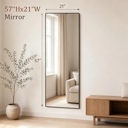 57"x21" Full Length Mirror, Floor Mirror Full Length Black - Image 5