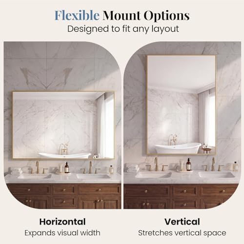 NEWBULIG 30" x 36" Gold Rectangle Bathroom Mirrors - Image 5