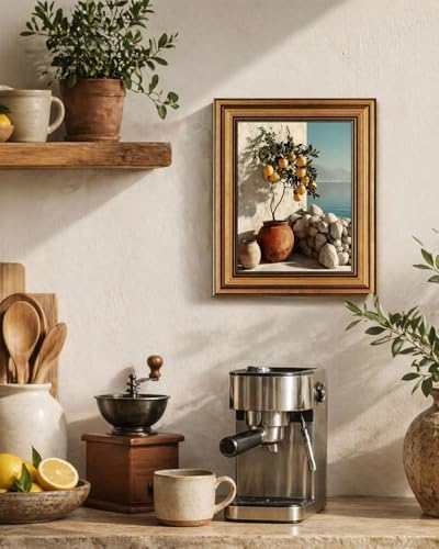 Gold Framed Wall Art, Vintage Mediterranean Lemon Tree Canvas Prints, Coastal - Image 6