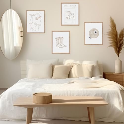 XYDEG Beige Coquette Trendy Preppy Wall Art Posters Prints Set of 4, Coquette - Image 5