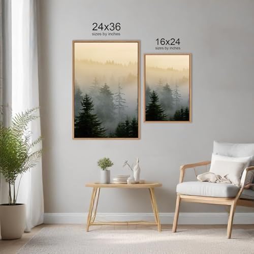 FWIEXA Misty Forest Wall Art Set Framed, Large Mountains Canvas Wall Decor - Image 6