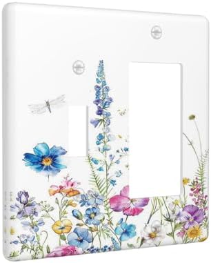 Outlet Covers Boho Colorful Flowers Plants And Dragonflies 1 Toggle 1 Rocker - Image 2