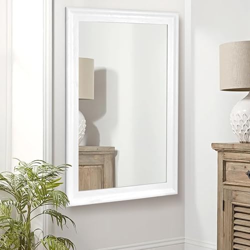 White Wood Mirror for Bathroom, Rectangle Rustic 24 x 36 inch Vanity Mirror - Image 4