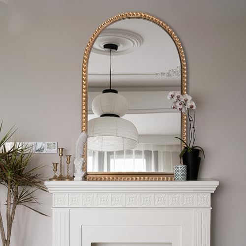 BAODANFU Traditional Wall Mirror Vintage Gold, Arched Vertical Mirrors - Image 3
