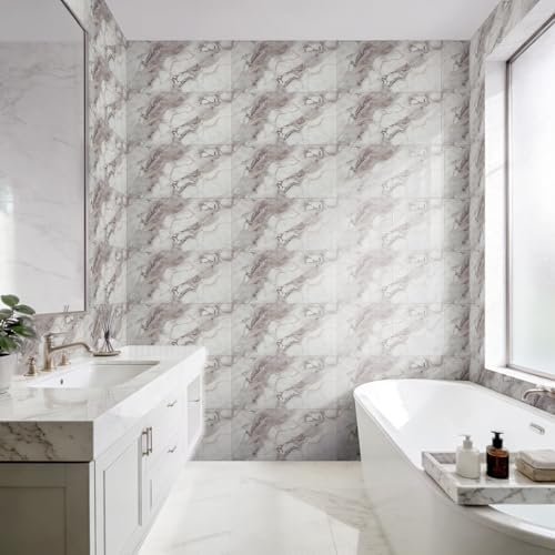 20pcs Thick Marble Peel and Stick Wall Panels 23.6"x11.8" Waterproof Backsplash - Image 3