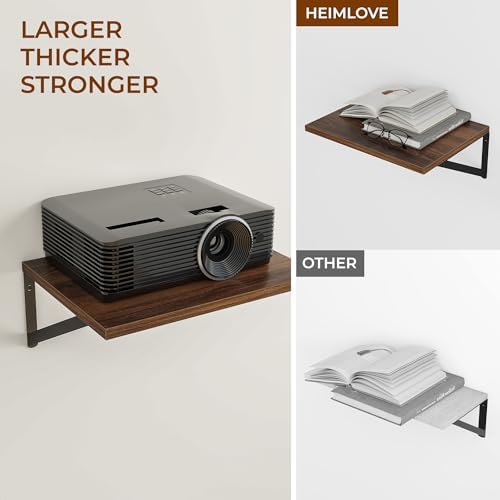 Heimlove 16W x 12D Deep Floating Shelves Set of 3 Walnut - Image 5