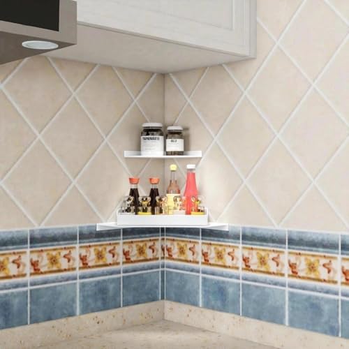 6 Inch White Floating Corner Shelf Wall Mounted, Triangle Decorative Shelf - Image 4