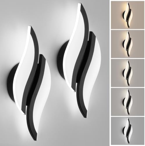 CANEOE Modern LED Wall Sconce Set of 2, 5CCT Dimmable Wall Light by CANEOE